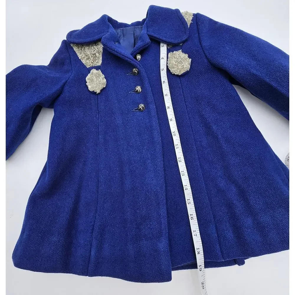 Vintage 50s/60s Girls 3T/4T Navy Blue Peacoat with Matching Pants & Hand Warmer